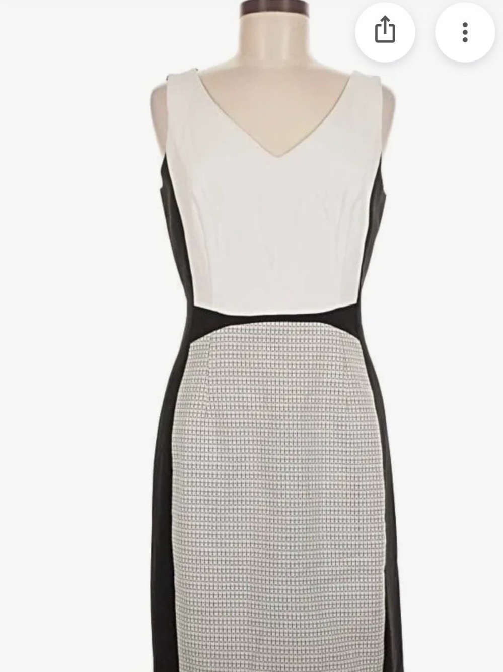 White House Black Market Black & White Colorblock Midi Dress